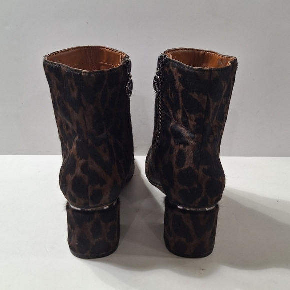 Franco Sarto Leather Calf Hair Black Brown Marquee Leopard Animal Print Boot 8.5 - Picture 7 of 13